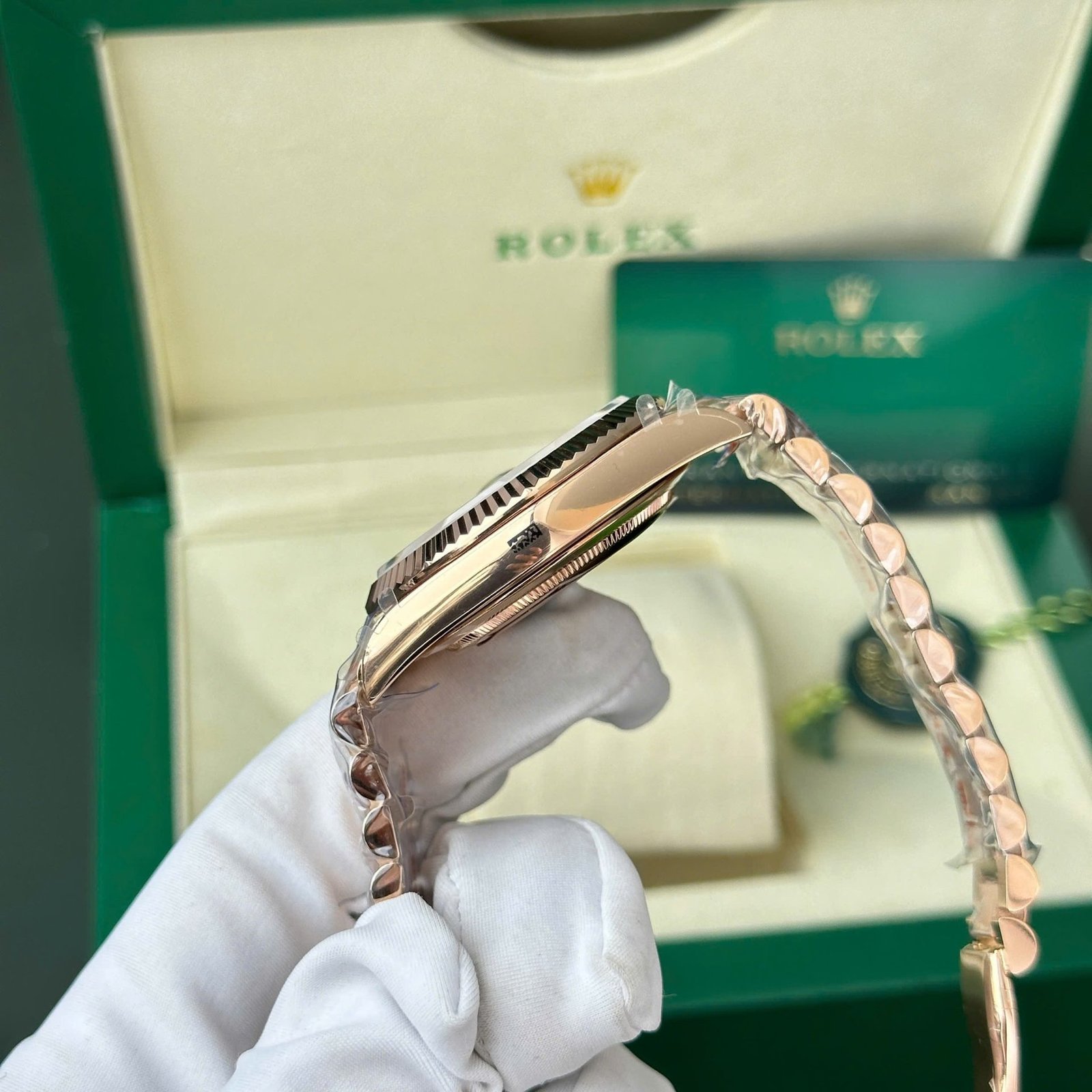 Rolex Day-Date 228235 Rose Gold Olive Green Dial 187g Best Replica QF 40mm - 图片 6