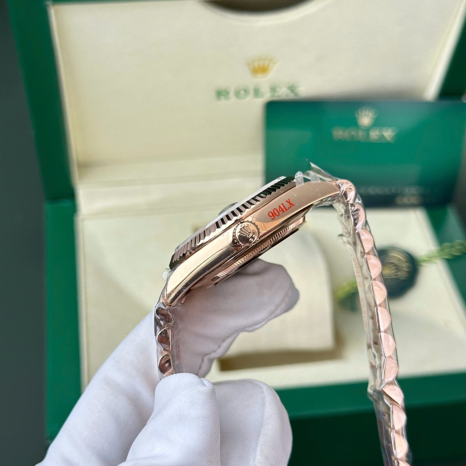 Rolex Day-Date 228235 Rose Gold Olive Green Dial 187g Best Replica QF 40mm - 图片 7