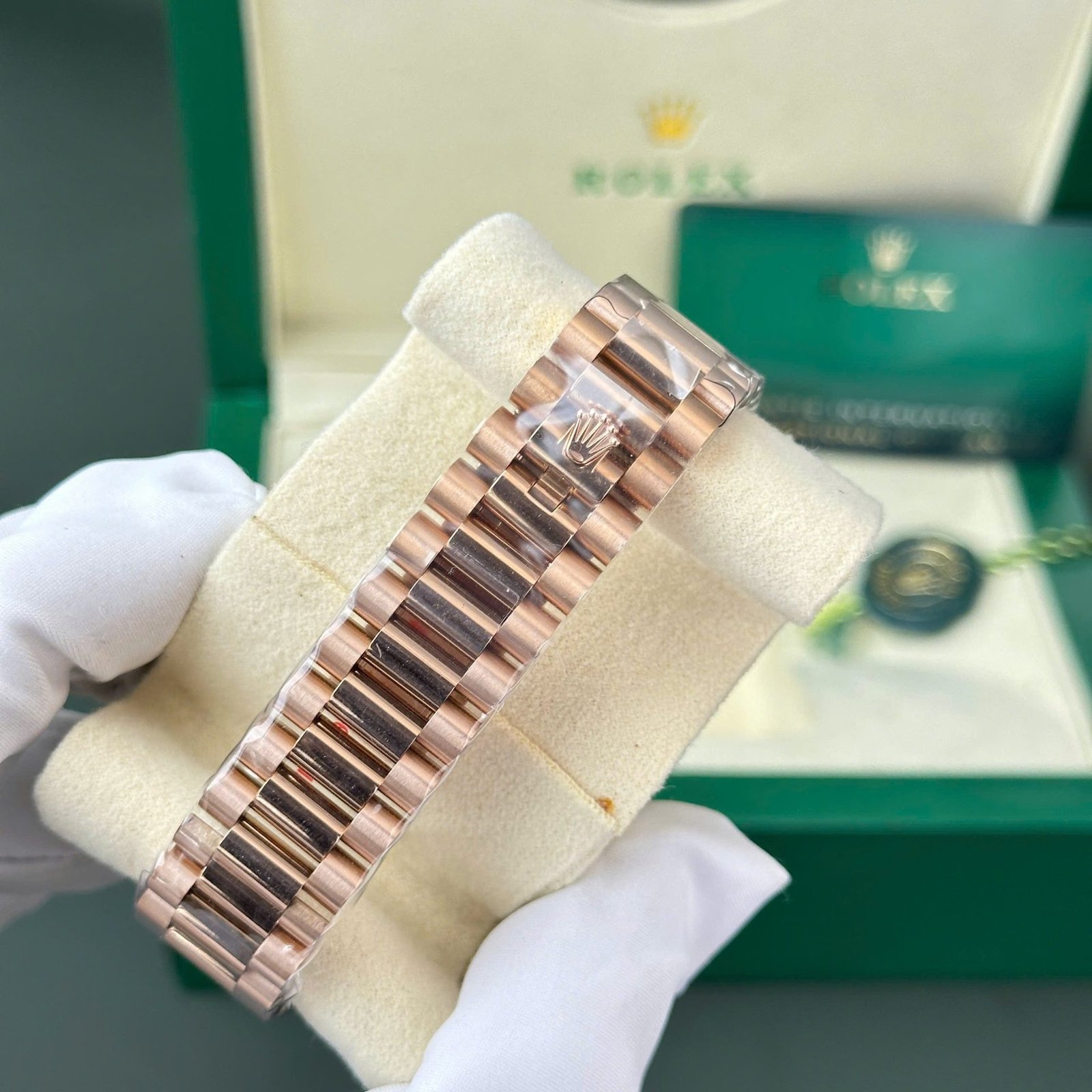 Rolex Day-Date 228235 Rose Gold Olive Green Dial 187g Best Replica QF 40mm - 图片 10