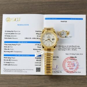 Rolex Day-Date 228238-0071 MOP Baguette Moissanite Index Dial 18K Yellow Gold Wrapped GMF V3 Best Replica 40mm