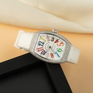 Franck Muller Vanguard V32 QZ.BLC Color Dream White Dial Custom Moissanite Best Replica ABF 32mm