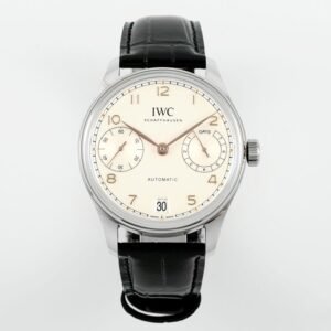 IWC Portugieser IW501701 Steel Silver Dial Black Leather Strap Best Replica APSF 42mm