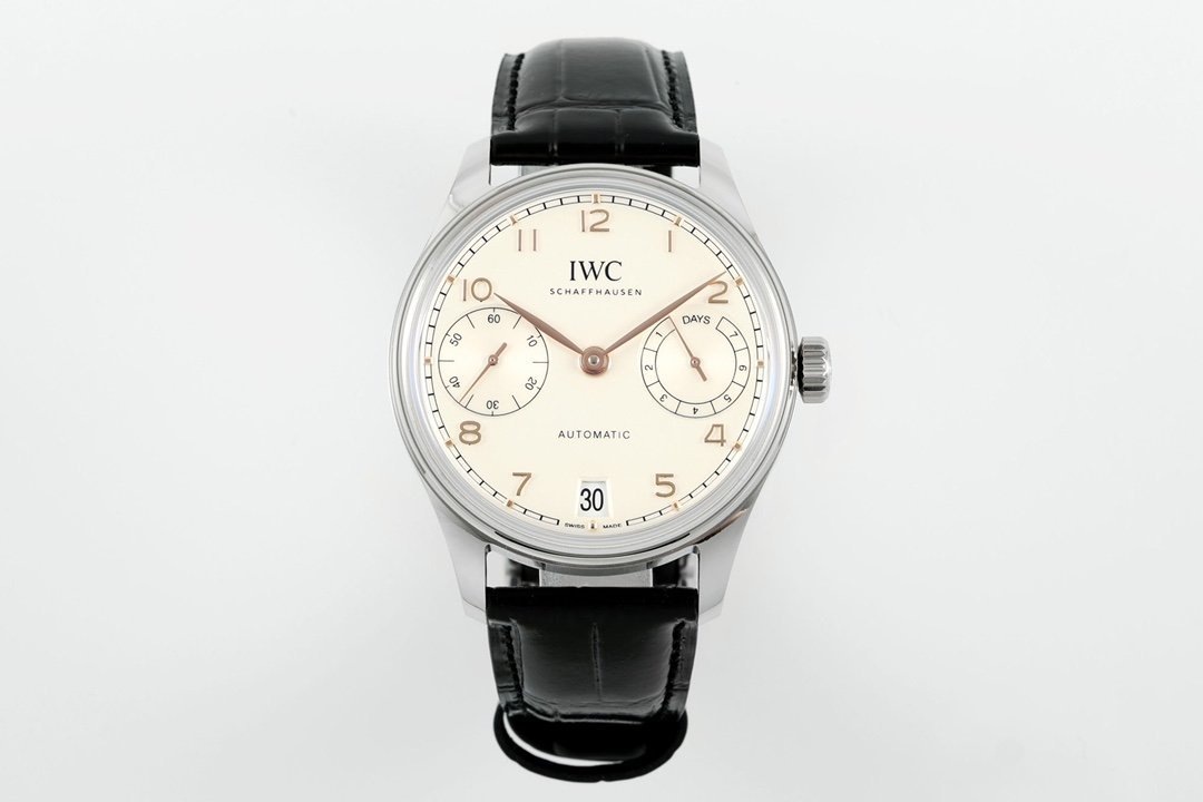 IWC Portugieser IW501701 Steel Silver Dial Black Leather Strap Best Replica APSF 42mm