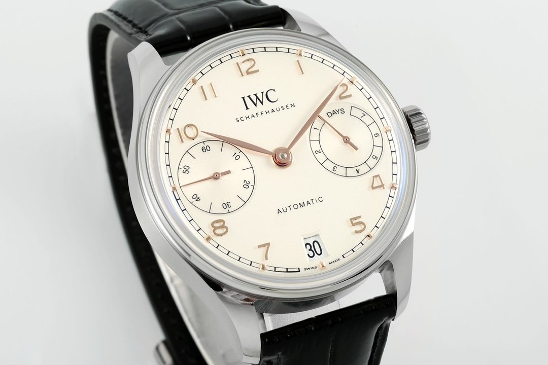 IWC Portugieser IW501701 Steel Silver Dial Black Leather Strap Best Replica APSF 42mm - 图片 2
