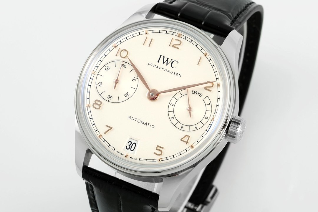 IWC Portugieser IW501701 Steel Silver Dial Black Leather Strap Best Replica APSF 42mm - 图片 3