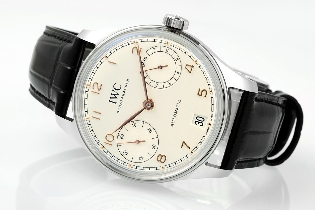 IWC Portugieser IW501701 Steel Silver Dial Black Leather Strap Best Replica APSF 42mm - 图片 4