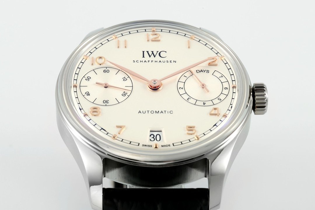 IWC Portugieser IW501701 Steel Silver Dial Black Leather Strap Best Replica APSF 42mm - 图片 5