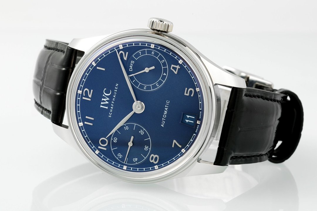 IWC Portugieser IW501704 Automatic Blue Dial Black Leather Strap Best Replica APSF 42mm - 图片 5