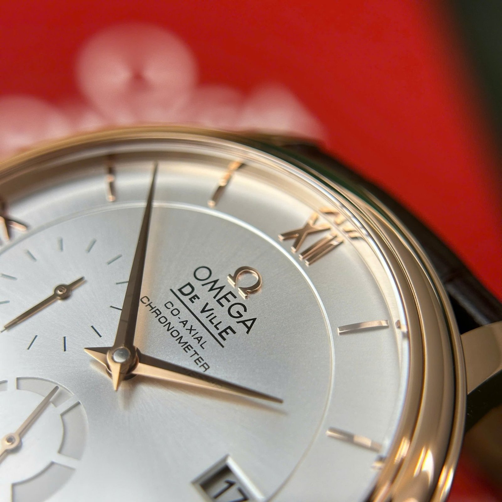 Omega De Ville Prestige Power Reserve Rose Gold Silver Dial Leather Strap Best Replica 39.5mm - 图片 7
