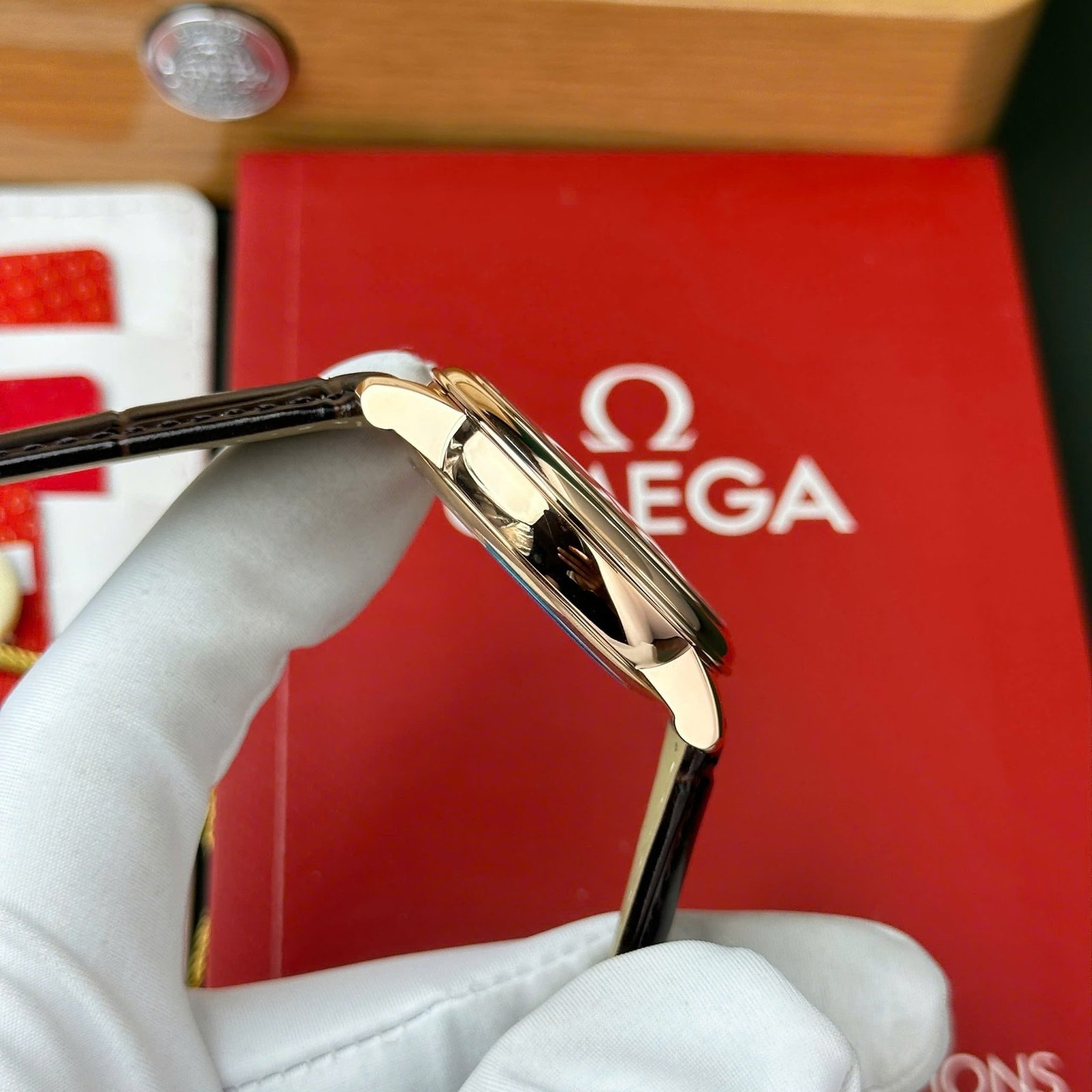 Omega De Ville Prestige Power Reserve Rose Gold Silver Dial Leather Strap Best Replica 39.5mm - 图片 10