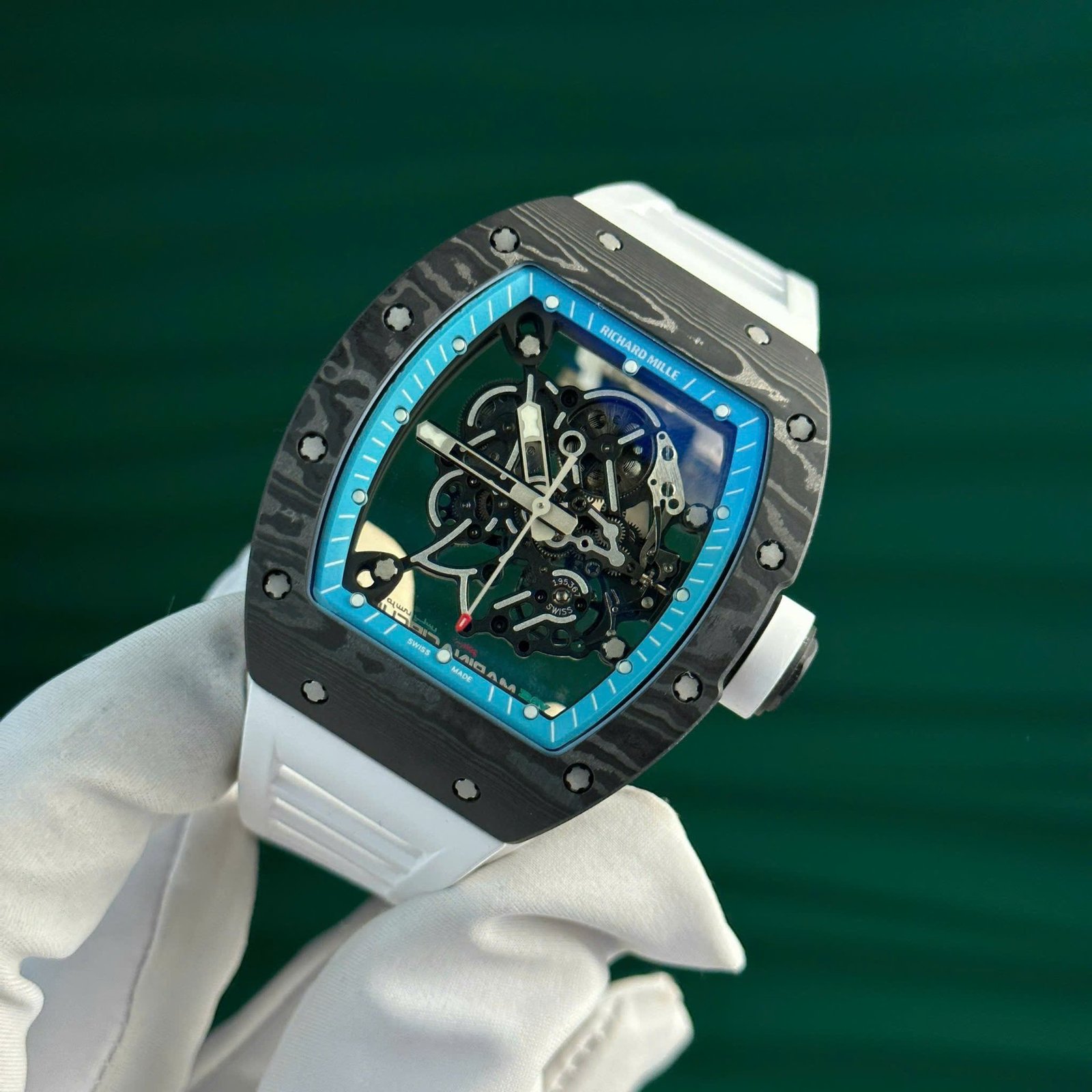 Richard Mille RM055 Yas Marina Circuit Carbon TPT White Rubber Strap 1:1 Super Clone ZF 42.7mm - 图片 2