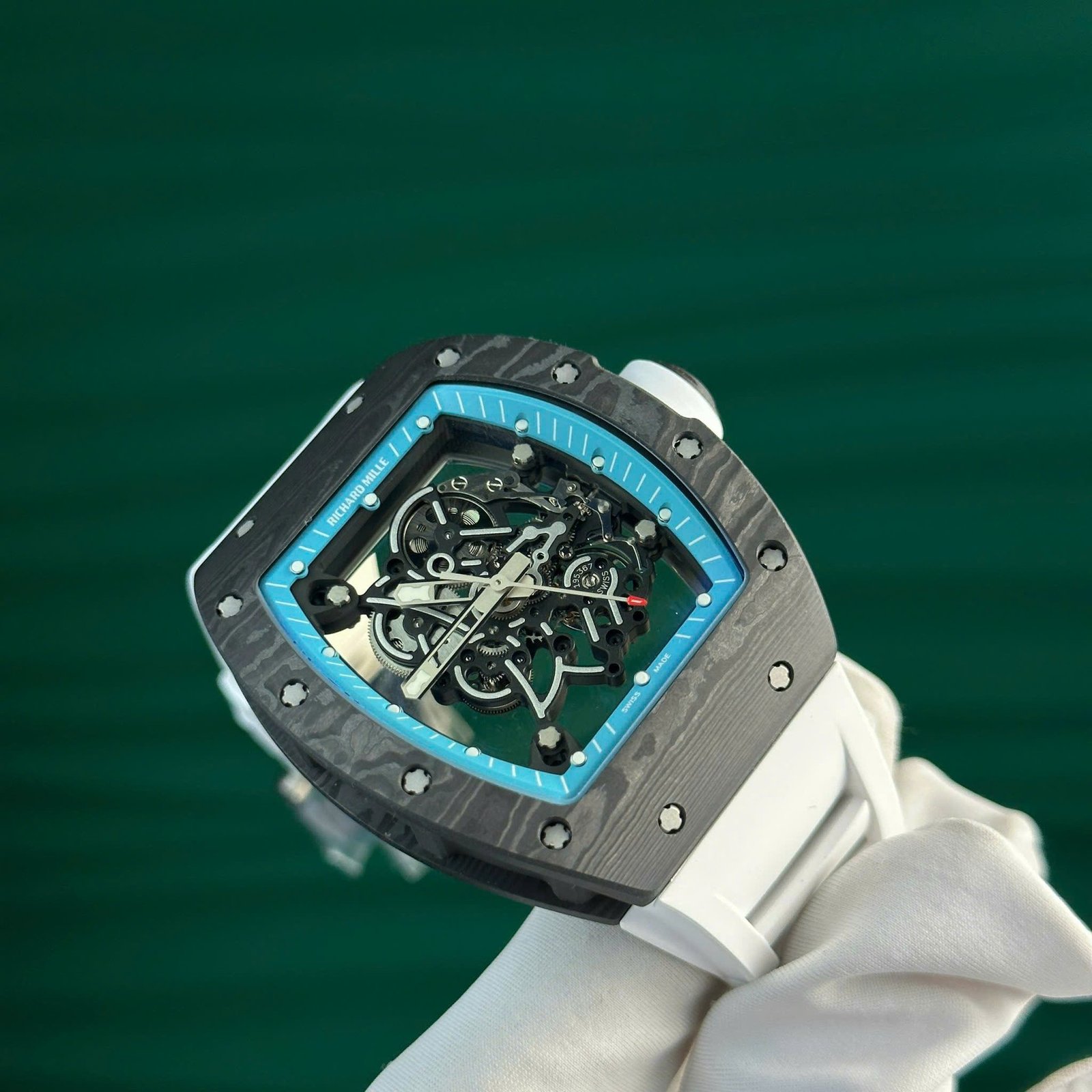 Richard Mille RM055 Yas Marina Circuit Carbon TPT White Rubber Strap 1:1 Super Clone ZF 42.7mm - 图片 3