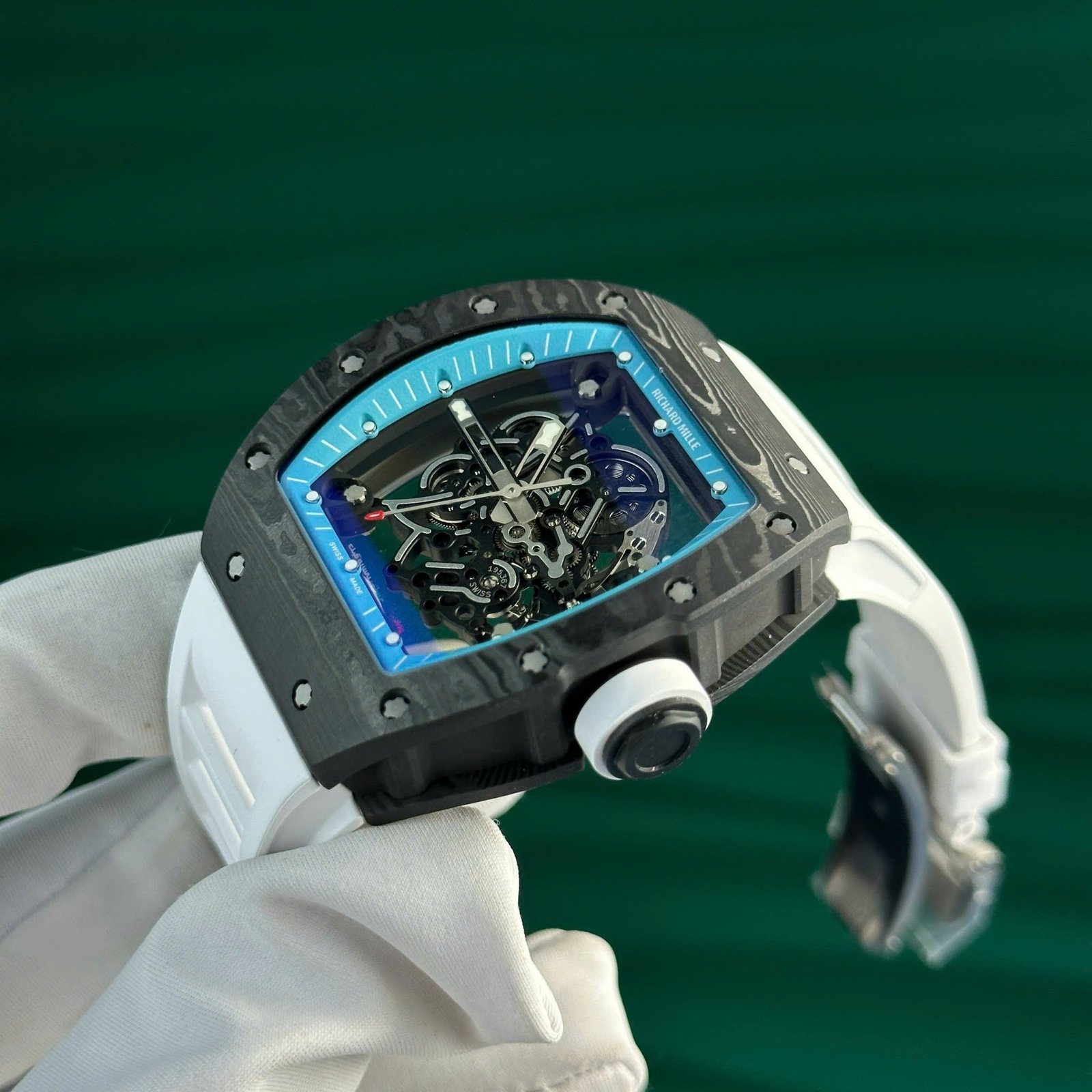 Richard Mille RM055 Yas Marina Circuit Carbon TPT White Rubber Strap 1:1 Super Clone ZF 42.7mm - 图片 5