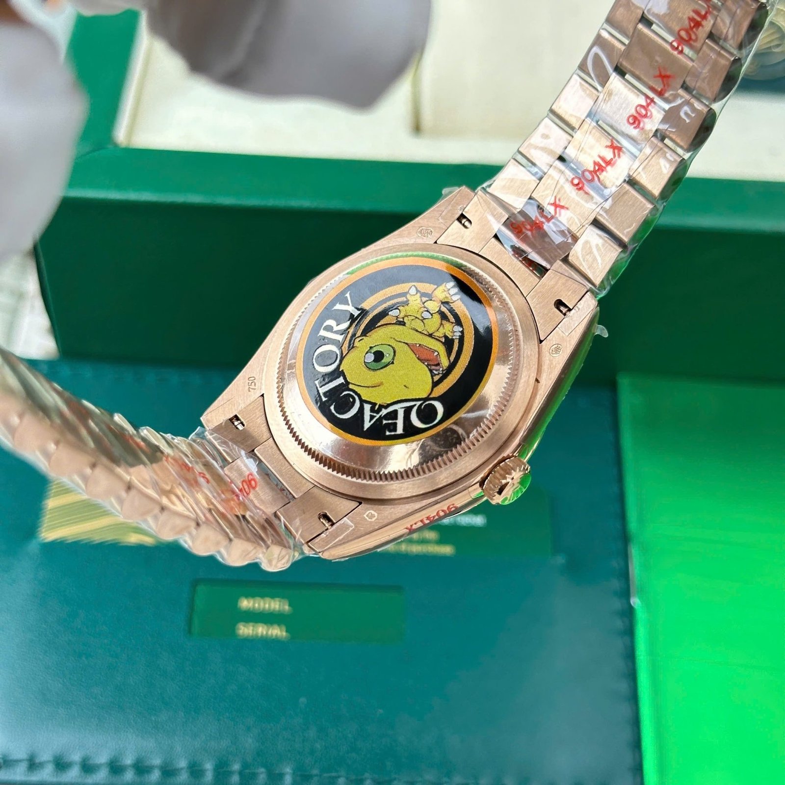 Rolex Day-Date 128235-0050 Rose Gold Slate Diamond-set Dial 158g Best Quality Replica QF 36mm - 图片 7