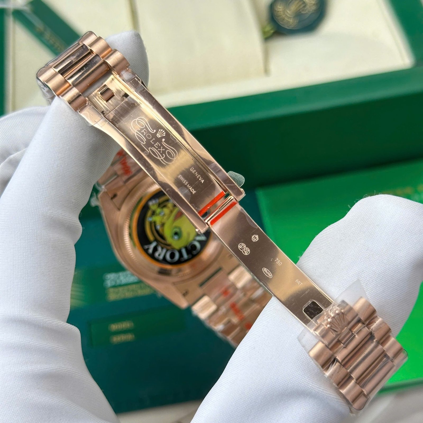 Rolex Day-Date 128235-0050 Rose Gold Slate Diamond-set Dial 158g Best Quality Replica QF 36mm - 图片 8