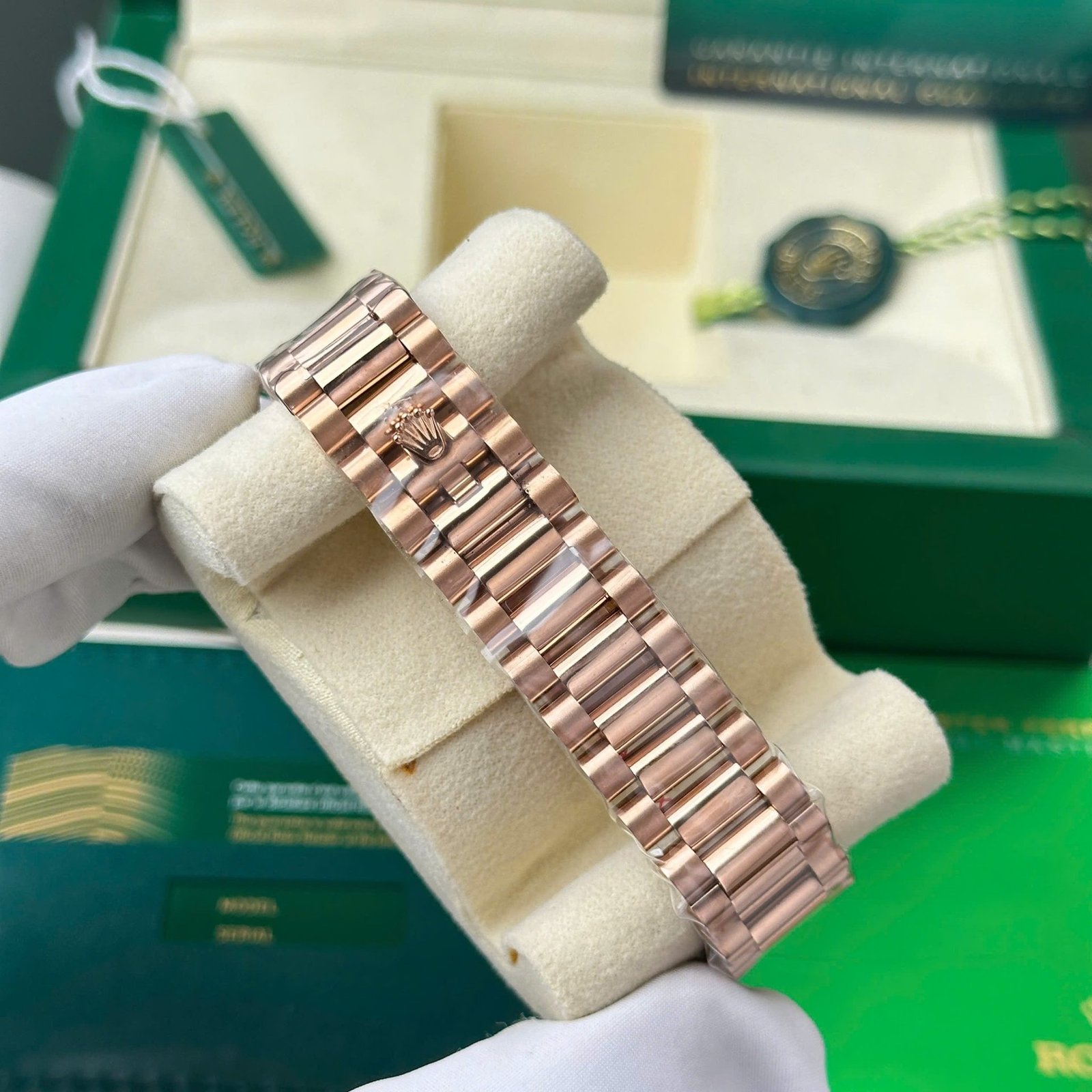 Rolex Day-Date 128235-0050 Rose Gold Slate Diamond-set Dial 158g Best Quality Replica QF 36mm - 图片 9