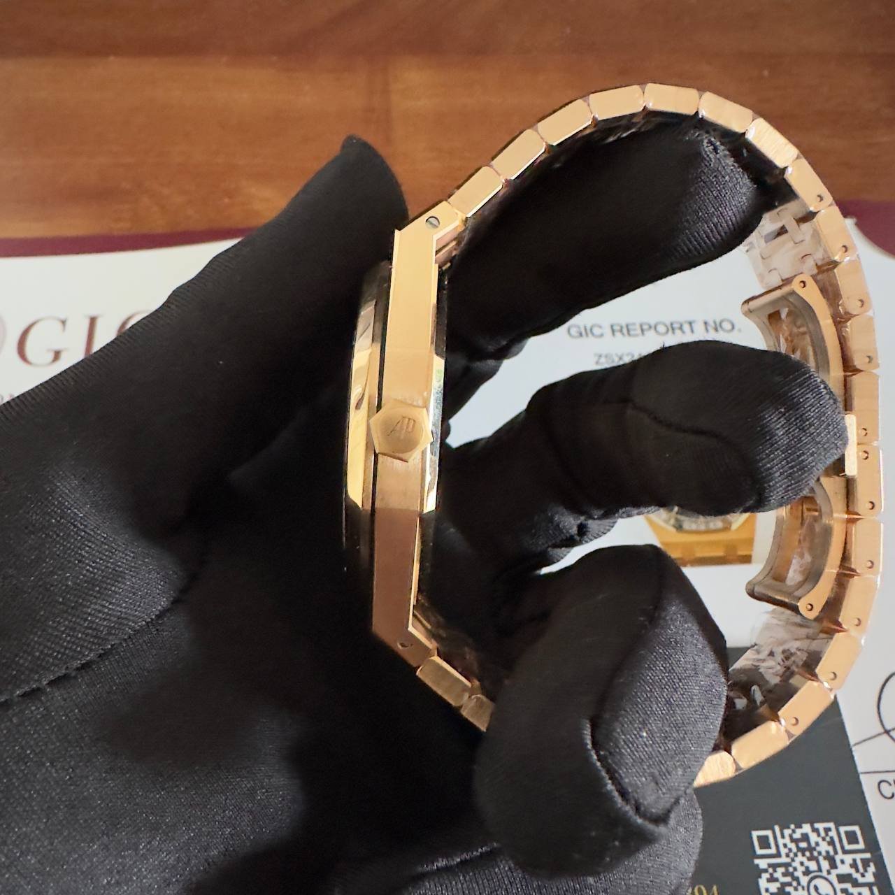 Audemars Piguet Royal Oak 15412OR Open Work Skeleton 18K Rose Gold Wrapped Baguette Moissanite Bezel Clone 1:1 Best Replica 41mm - 图片 7