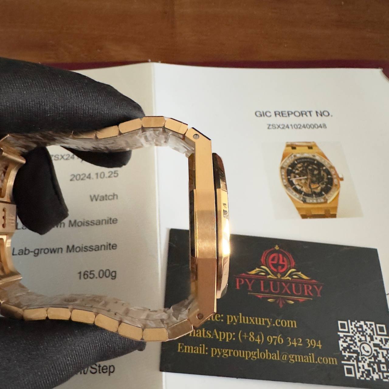 Audemars Piguet Royal Oak 15412OR Open Work Skeleton 18K Rose Gold Wrapped Baguette Moissanite Bezel Clone 1:1 Best Replica 41mm - 图片 8