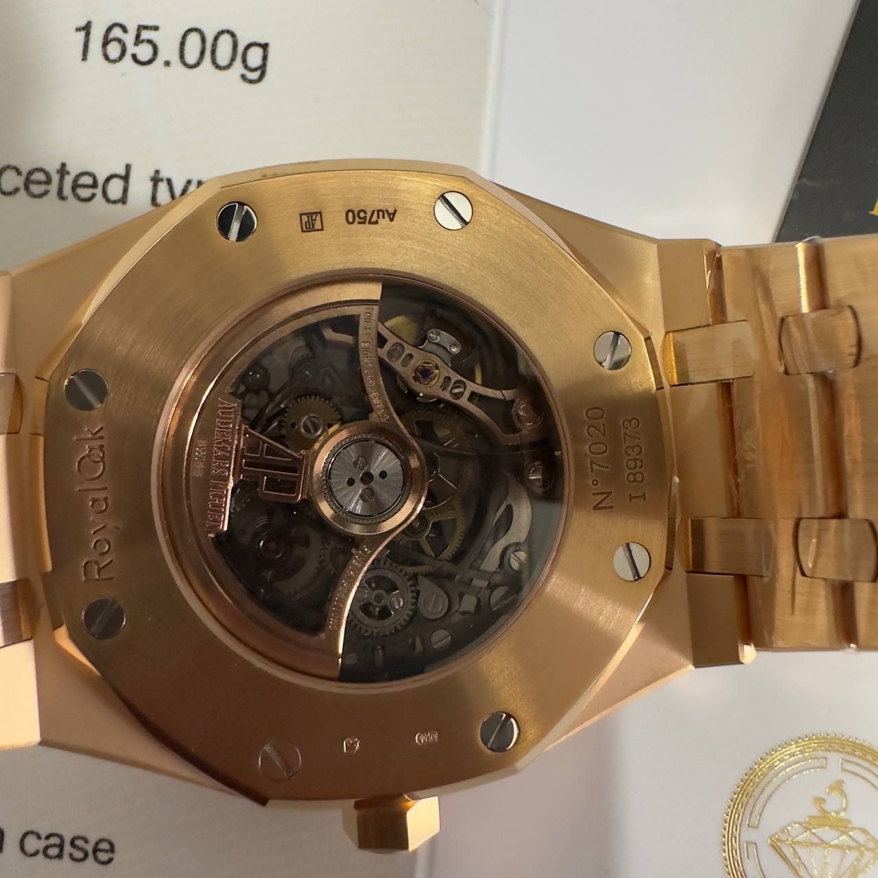 Audemars Piguet Royal Oak 15412OR Open Work Skeleton 18K Rose Gold Wrapped Baguette Moissanite Bezel Clone 1:1 Best Replica 41mm - 图片 9