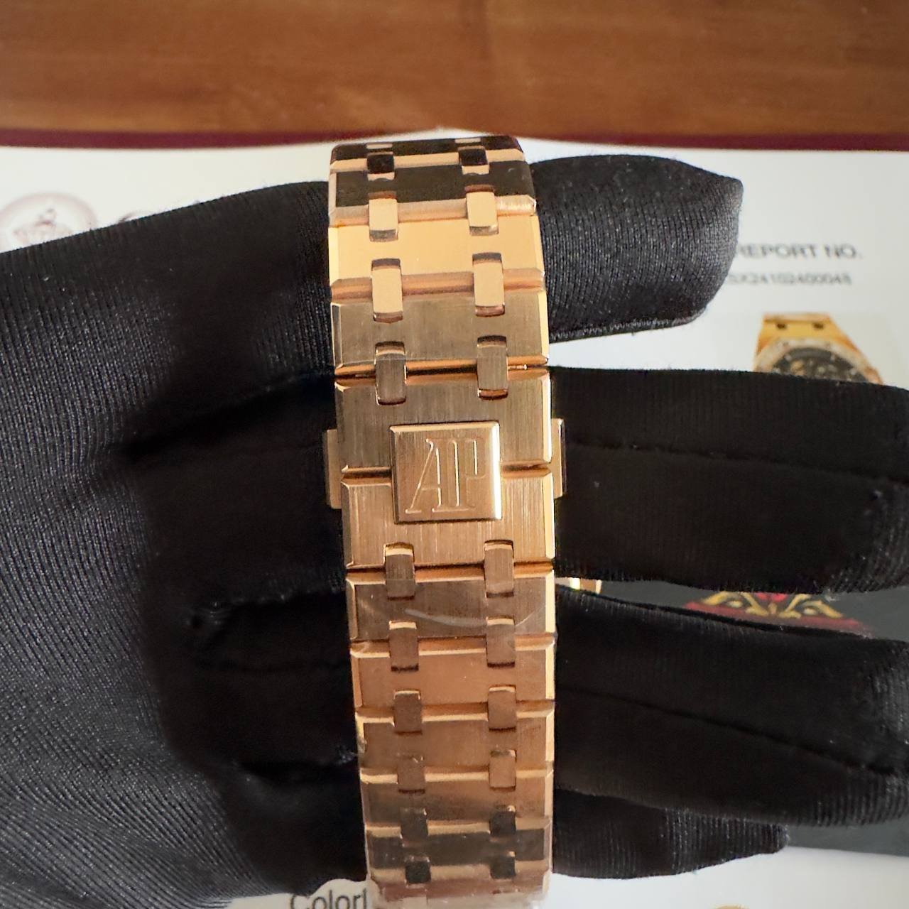 Audemars Piguet Royal Oak 15412OR Open Work Skeleton 18K Rose Gold Wrapped Baguette Moissanite Bezel Clone 1:1 Best Replica 41mm - 图片 11