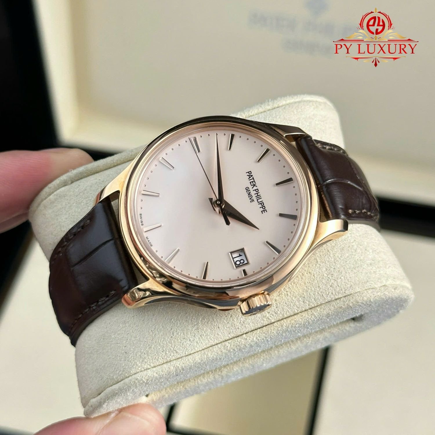 Patek Philippe Calatrava 5227R-001 Rose Gold Leather Strap 1:1 Replica 3KF 39mm - 图片 3