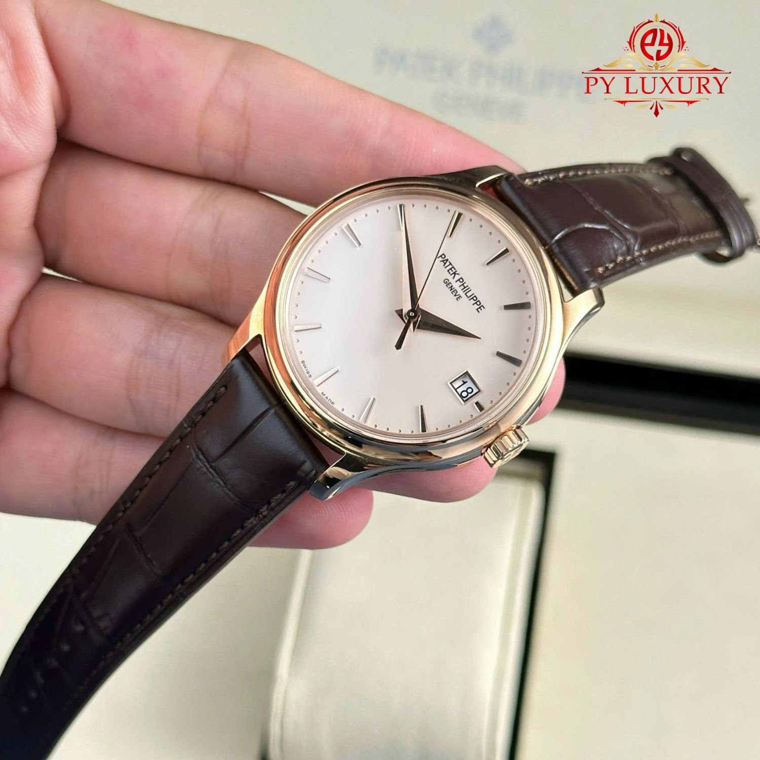 Patek Philippe Calatrava 5227R-001 Rose Gold Leather Strap 1:1 Replica 3KF 39mm - 图片 5