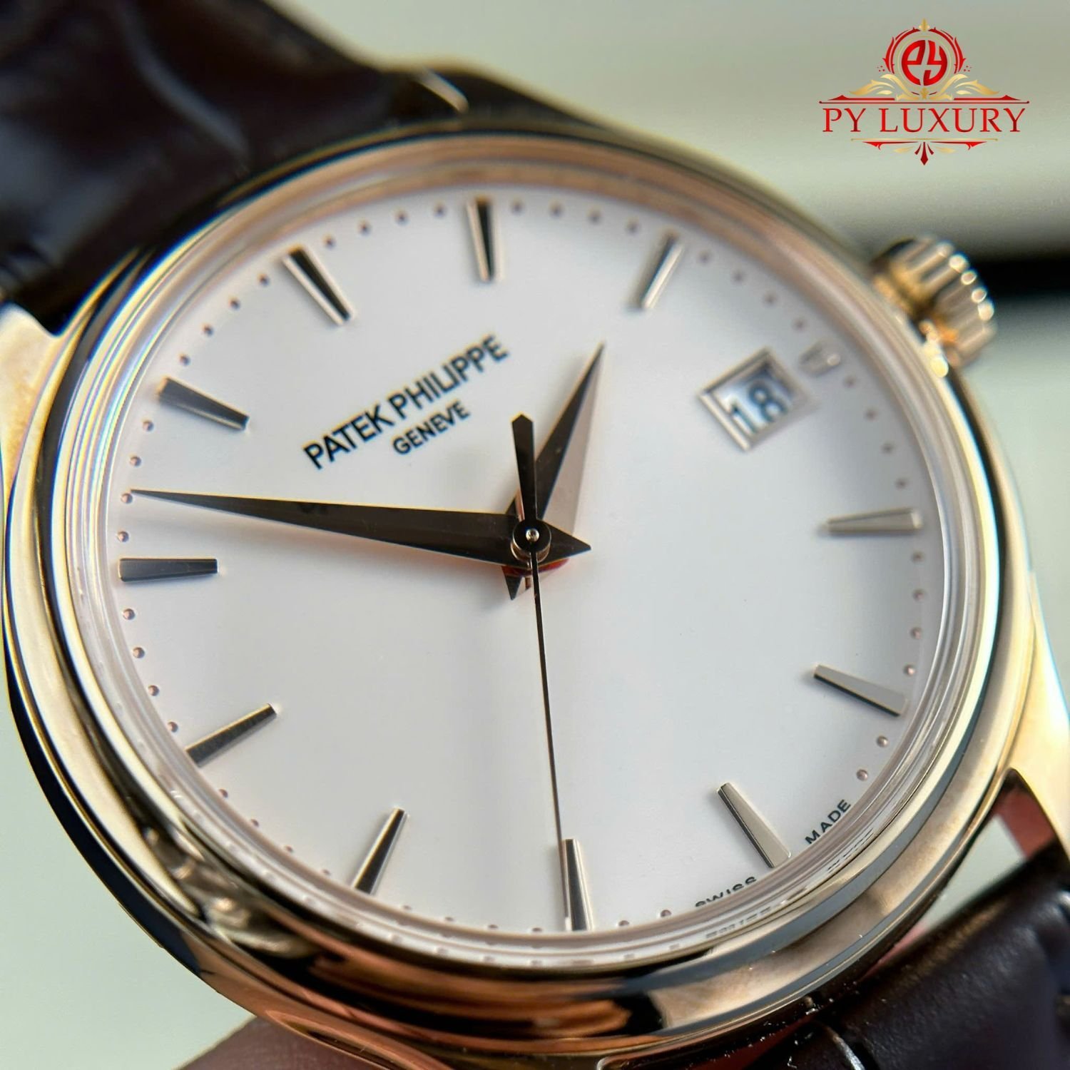 Patek Philippe Calatrava 5227R-001 Rose Gold Leather Strap 1:1 Replica 3KF 39mm - 图片 6