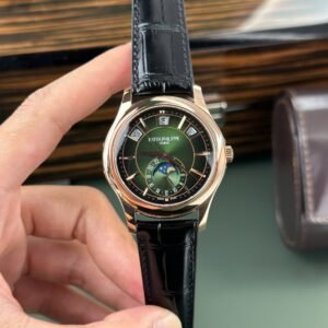 Patek Philippe Complications 5205R-011 Green Dial Rose Gold Leather Replica GRF 40mm
