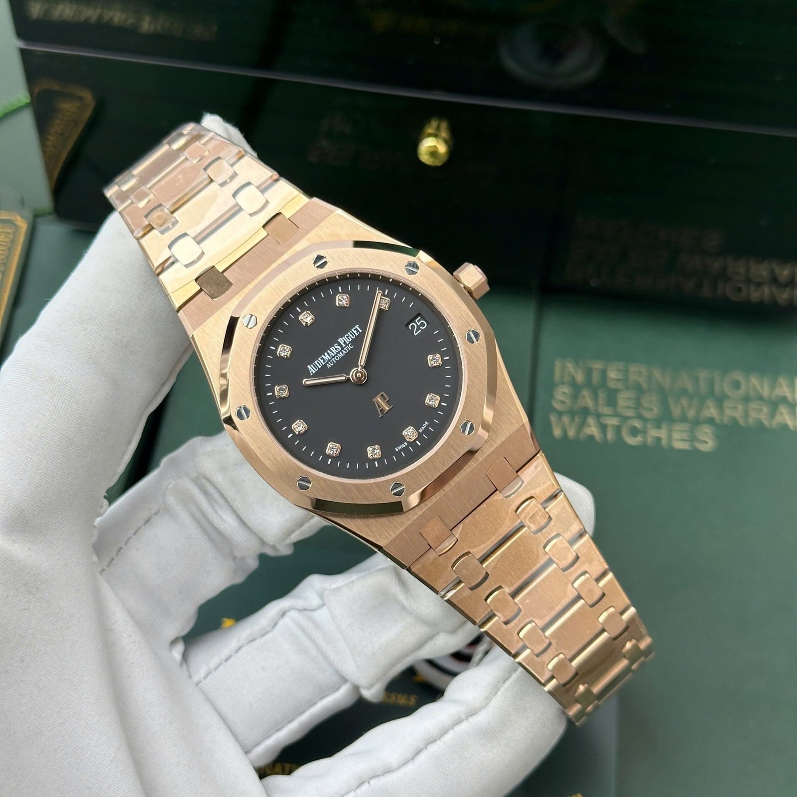 Audemars Piguet Royal Oak Jumbo Extra Thin 15207OR Rose Gold Black Dial Replica IPF 39mm - 图片 2