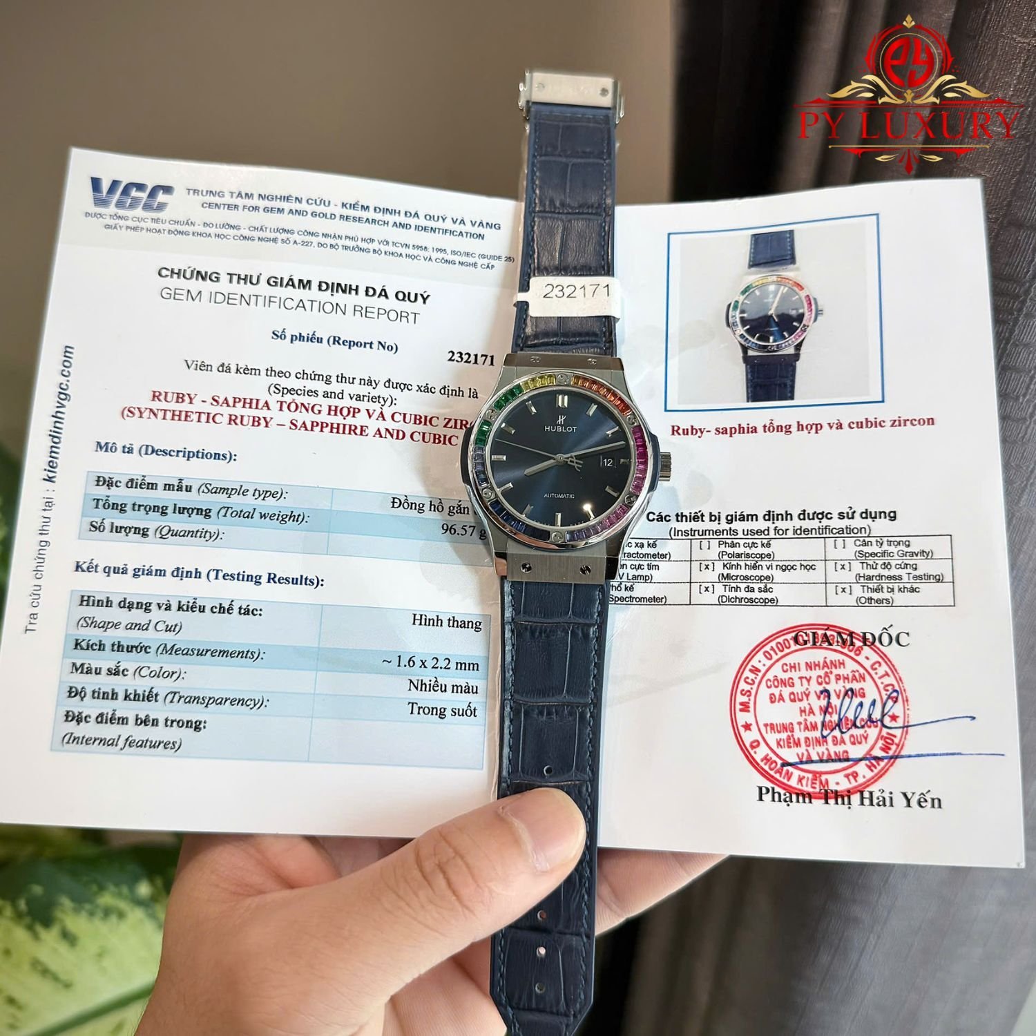 Hublot Classic Fusion Titanium Blue Custom Ruby & Sapphire Bezel Leather Strap Best Replica 42mm