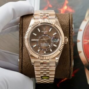 Rolex Sky-Dweller 336935-0006 Rose Gold Chocolate Dial Jubilee Bracelet Best Replica 42mm