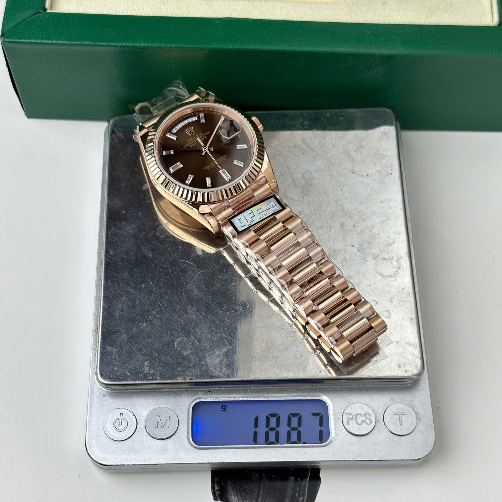 Rolex Day-Date 228235-0003 Chocolate Diamond-set Dial Rose Gold 186g Best Replica Q Factory 40mm - 图片 4