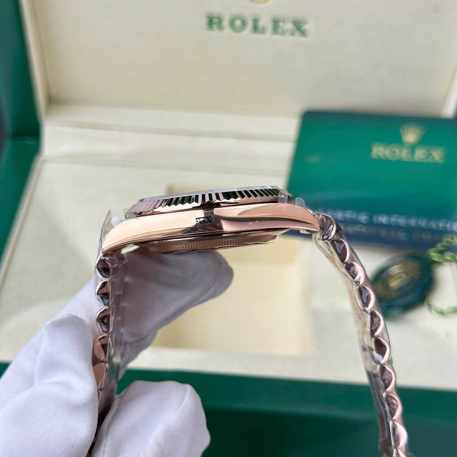 Rolex Day-Date 228235-0003 Chocolate Diamond-set Dial Rose Gold 186g Best Replica Q Factory 40mm - 图片 6