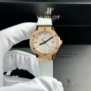 Hublot Classic Fusion King Gold White Dial Leather Strap Ladies Replica 33mm