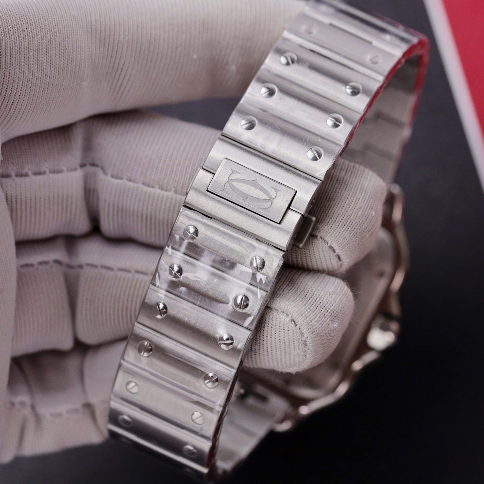 Cartier Santos Green Dial Large Model Custom Moissanite Bezel Best Clone BVF 39.8mm - 图片 10
