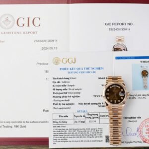 Rolex Day-Date 128235-0037 Brown Ombré Diamond-set Dial 18K Gold Wrapped 1:1 Replica 36mm
