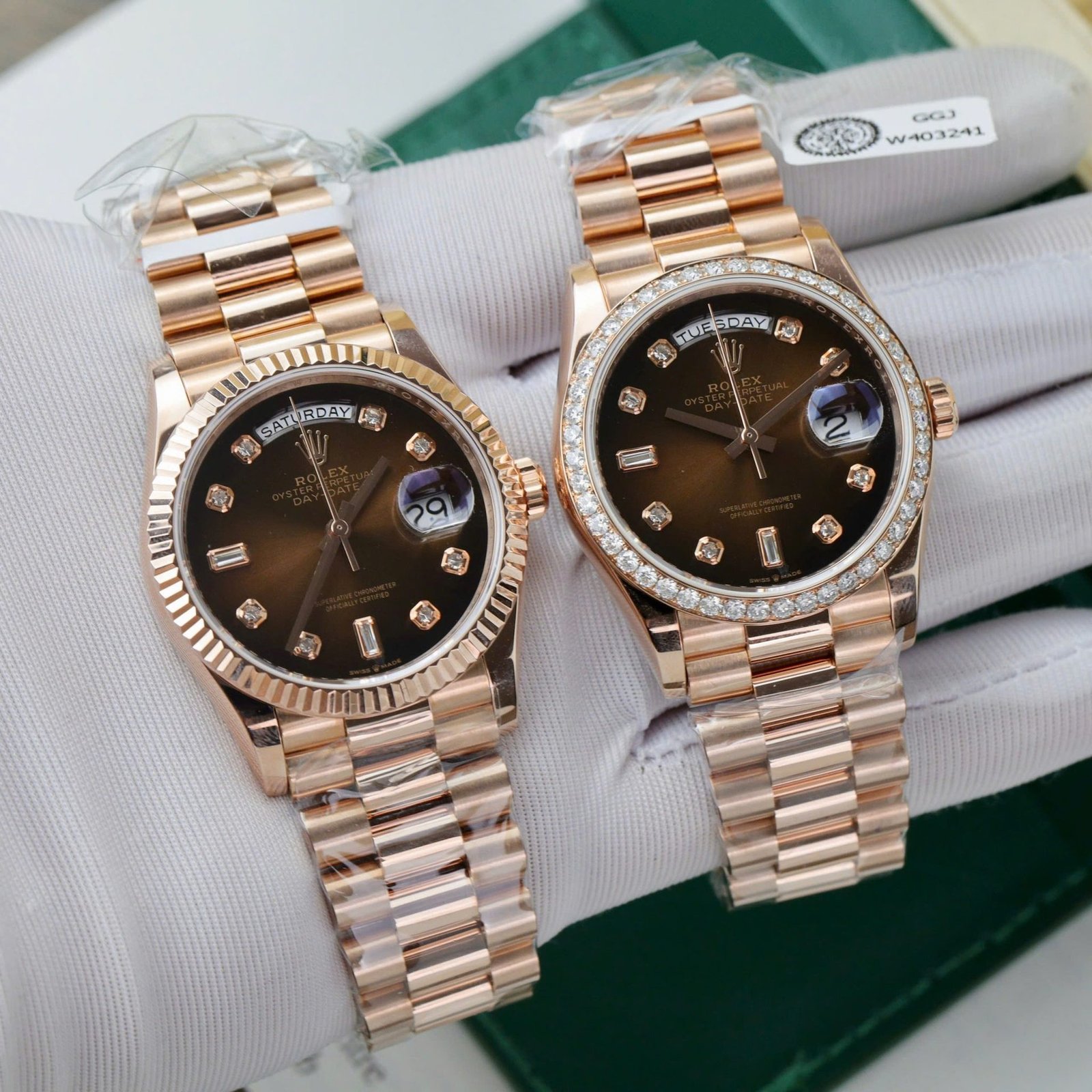 Rolex Day-Date 128235-0037 Brown Ombré Diamond-set Dial 18K Gold Wrapped 1:1 Replica 36mm - 图片 2