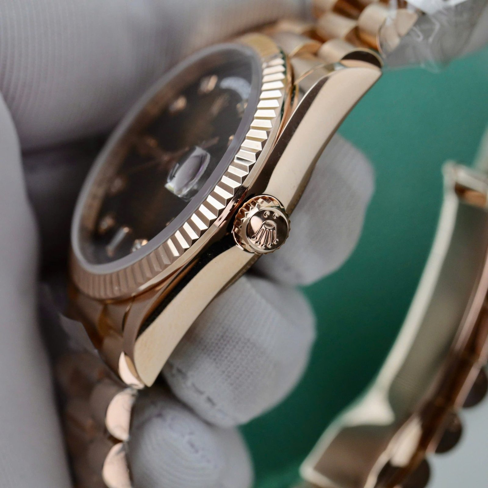 Rolex Day-Date 128235-0037 Brown Ombré Diamond-set Dial 18K Gold Wrapped 1:1 Replica 36mm - 图片 6