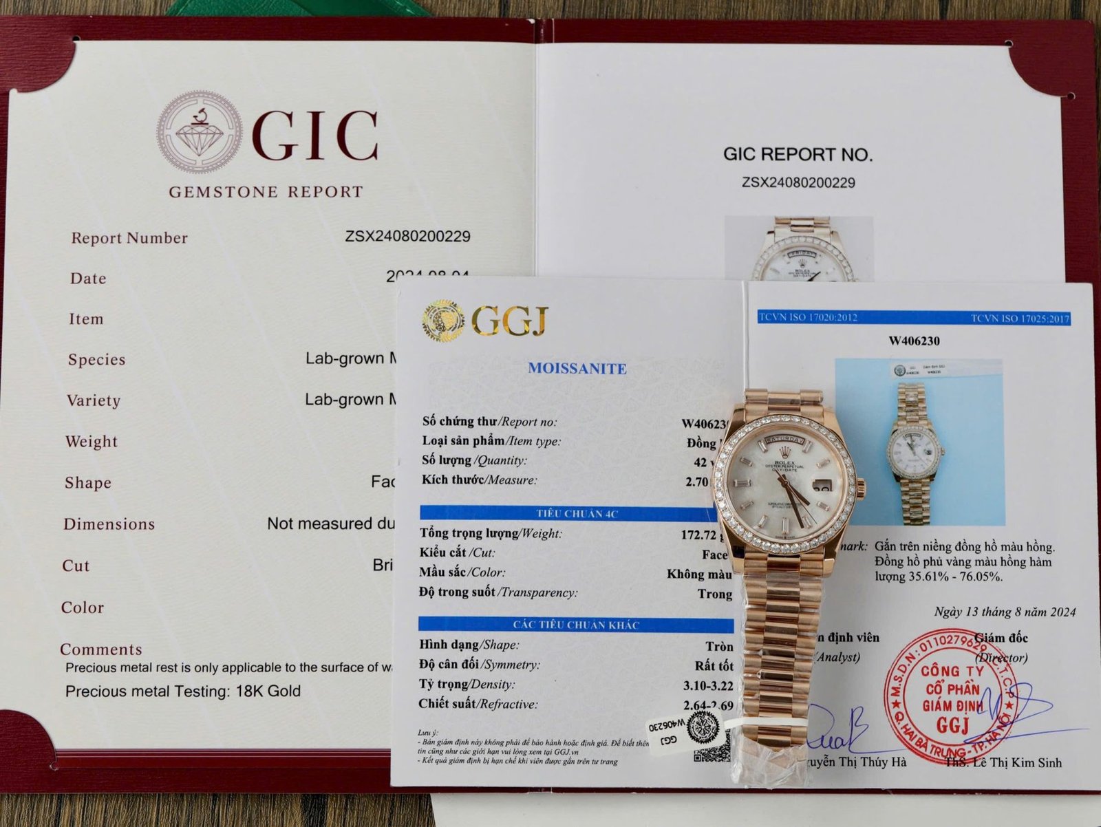 Rolex Day-Date 228345RBR-0026 MOP Baguette Dial 18K Rose Gold Wrapped Moissanite Bezel GMF V3 Best Replica 40mm