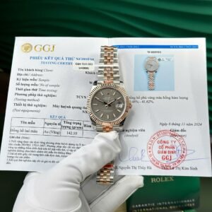 Rolex Datejust 126331 Two Tone Slate Motif Index Dial 10K Everose Gold Wrapped Jubilee Best Replica 41mm