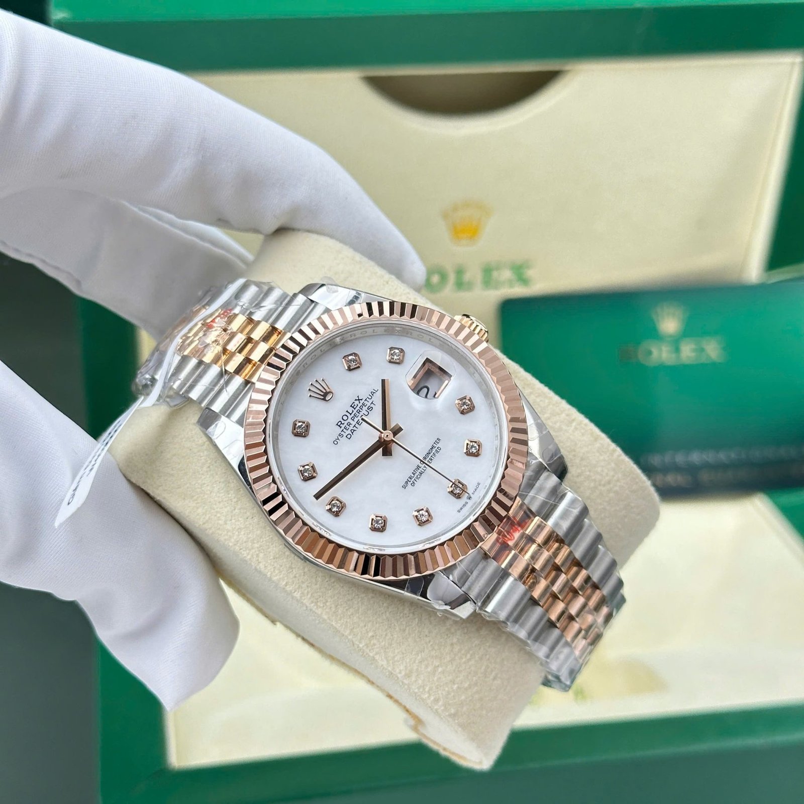 Rolex Datejust 126331 Two Tone 10K Everose Gold Wrapped White MOP Dial Jubilee Best Replica 41mm - 图片 4