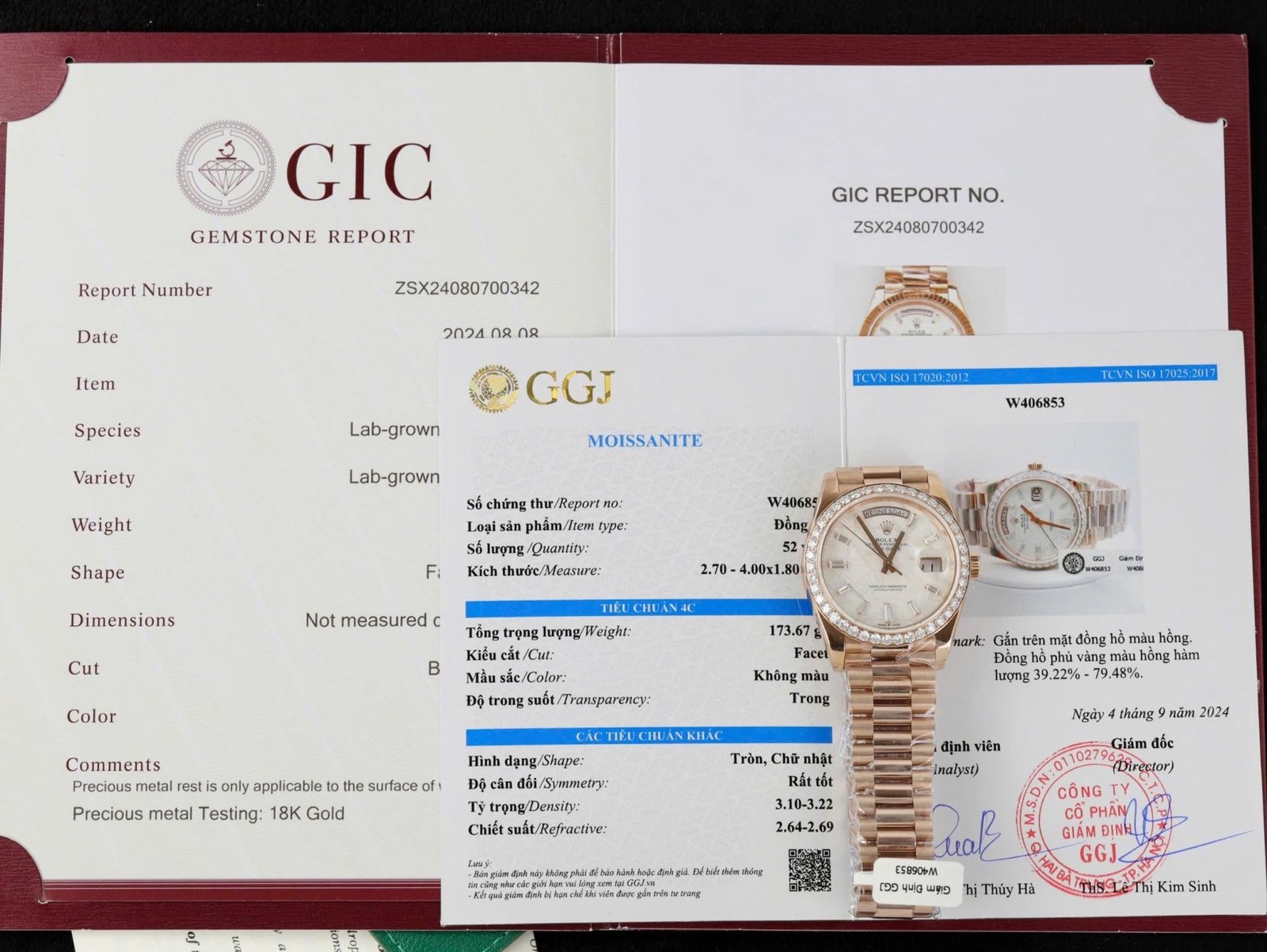 Rolex Day-Date 40 Meteorite Baguette Moissanite Dial 18K Rose Gold Wrapped Moissanite Bezel GMF V3 Best Replica 40mm