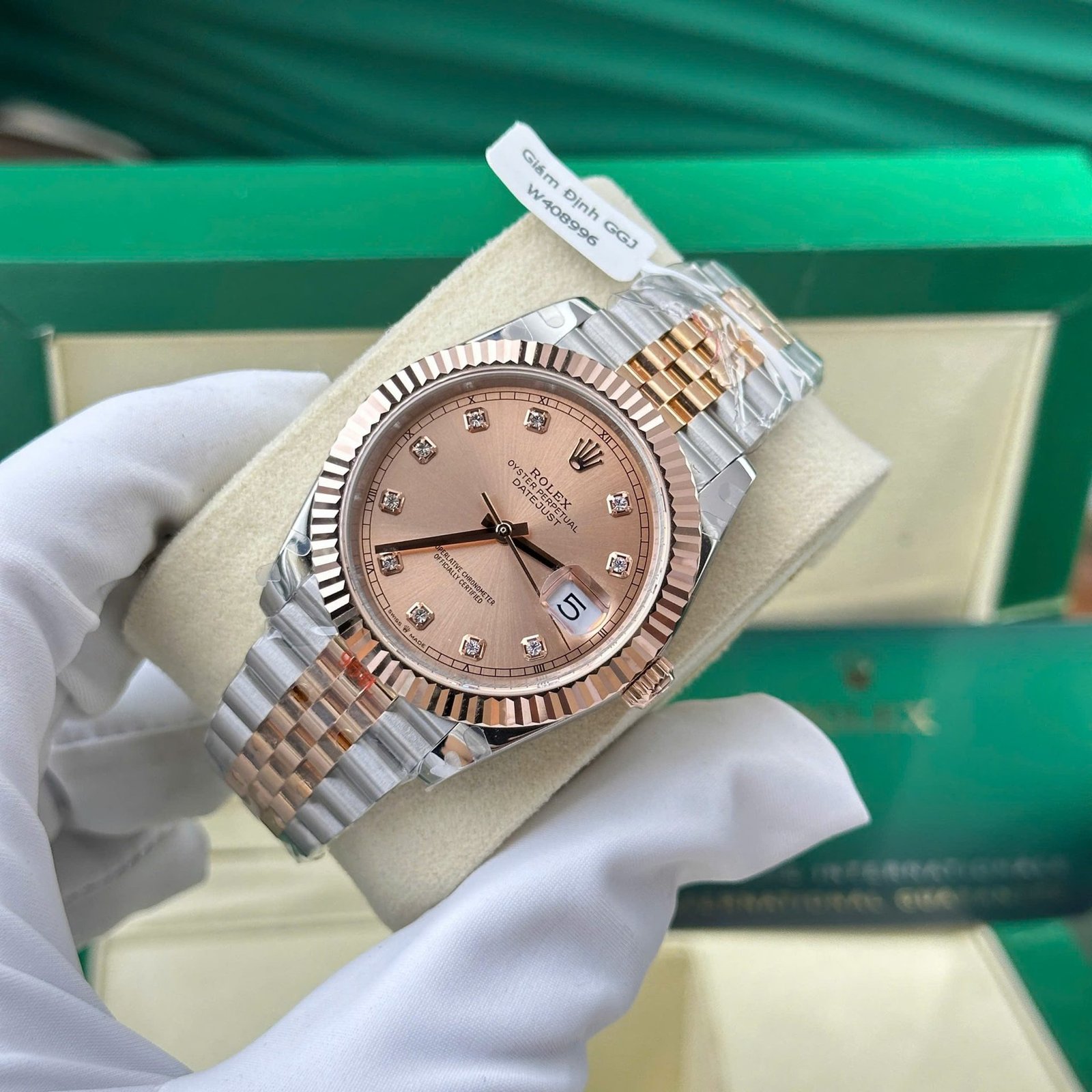 Rolex Datejust 126331 Salmon Diamond Index Dial 10K Everose Gold Wrapped Jubilee Best Replica 41mm - 图片 3