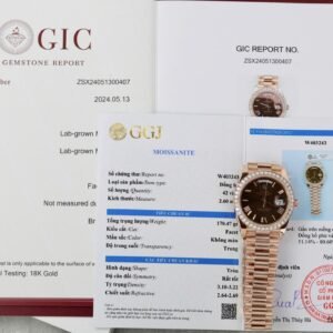 Rolex Day-Date 228345RBR-0009 18k Gold Wrapped Chocolate Roman Index Dial Moissanite Bezel GMF V3 40mm