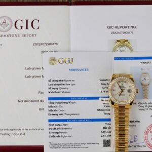 Rolex Day-Date 228348RBR-0046 MOP Baguette Moissanite Index Dial 18K Yellow Gold Wrapped Moissanite Bezel 1:1 Replica GMF V3 40mm