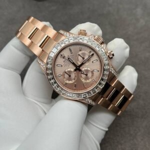 Rolex Daytona 126595TBR-0001 Sundust Diamond-set Dial Custom Made 18K Solid Pink Gold Baguette Diamonds 40mm