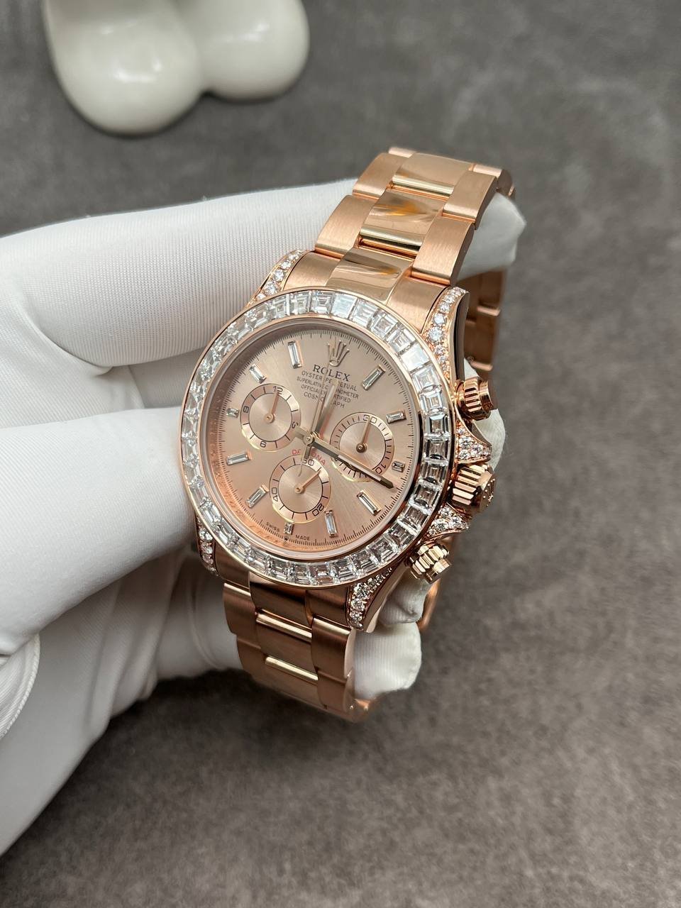 Rolex Daytona 126595TBR-0001 Sundust Diamond-set Dial Custom Made 18K Solid Pink Gold Baguette Diamonds 40mm - 图片 2