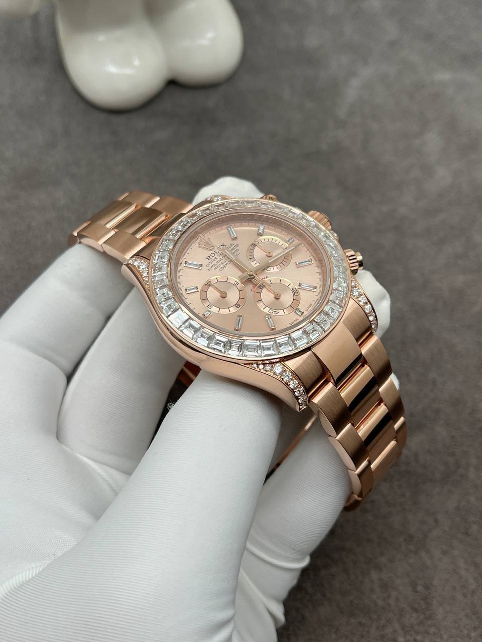 Rolex Daytona 126595TBR-0001 Sundust Diamond-set Dial Custom Made 18K Solid Pink Gold Baguette Diamonds 40mm - 图片 3