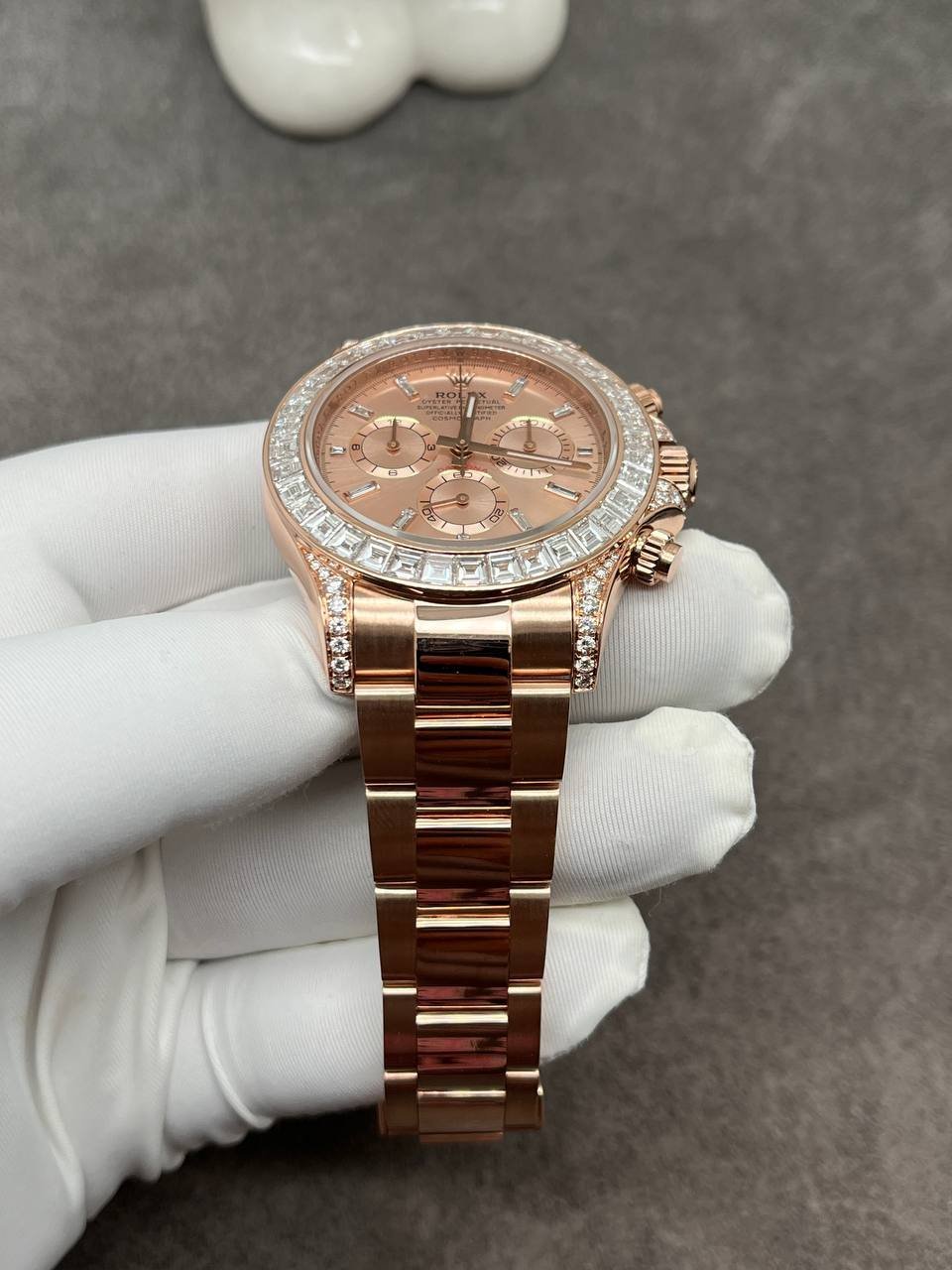Rolex Daytona 126595TBR-0001 Sundust Diamond-set Dial Custom Made 18K Solid Pink Gold Baguette Diamonds 40mm - 图片 4