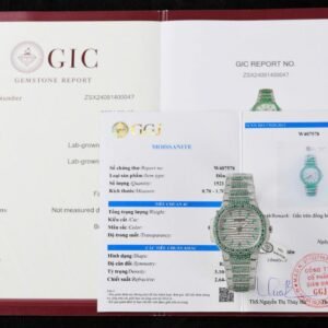 Patek Philippe Ladies Natilus 7118/1453G-001 Iced Out Moissanite Green Best Replica 35.2mm